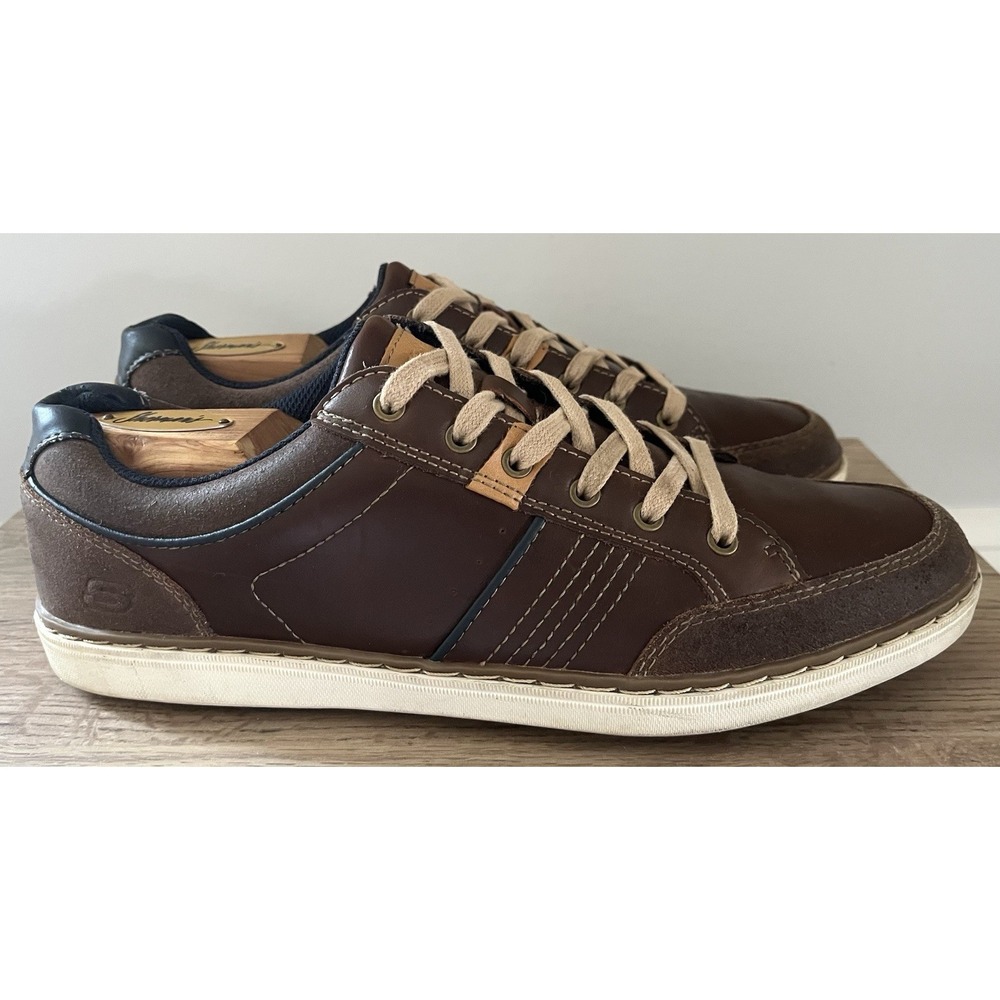 SKECHERS Lanson Rometo Brown Leather Oxford Sneakers Shoes Casual Mens 9.5 M1